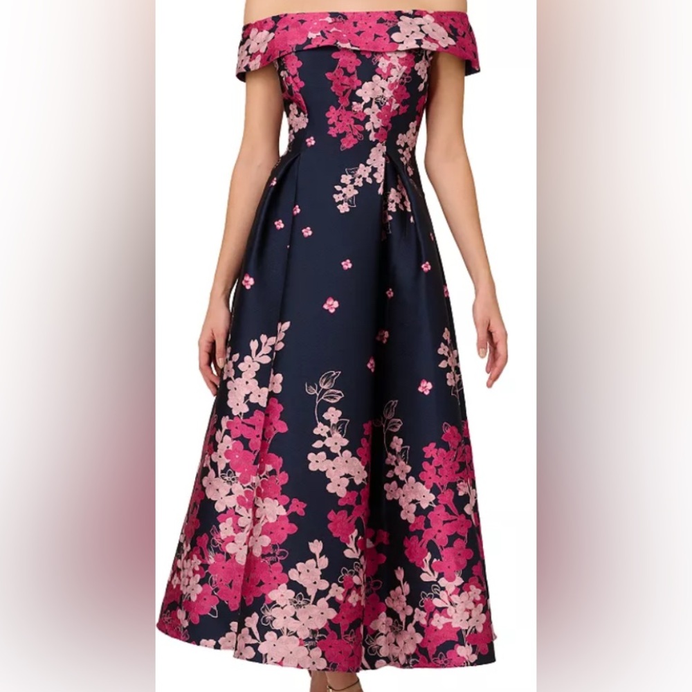 Adrianna Papell Navy & Pink Floral Dress